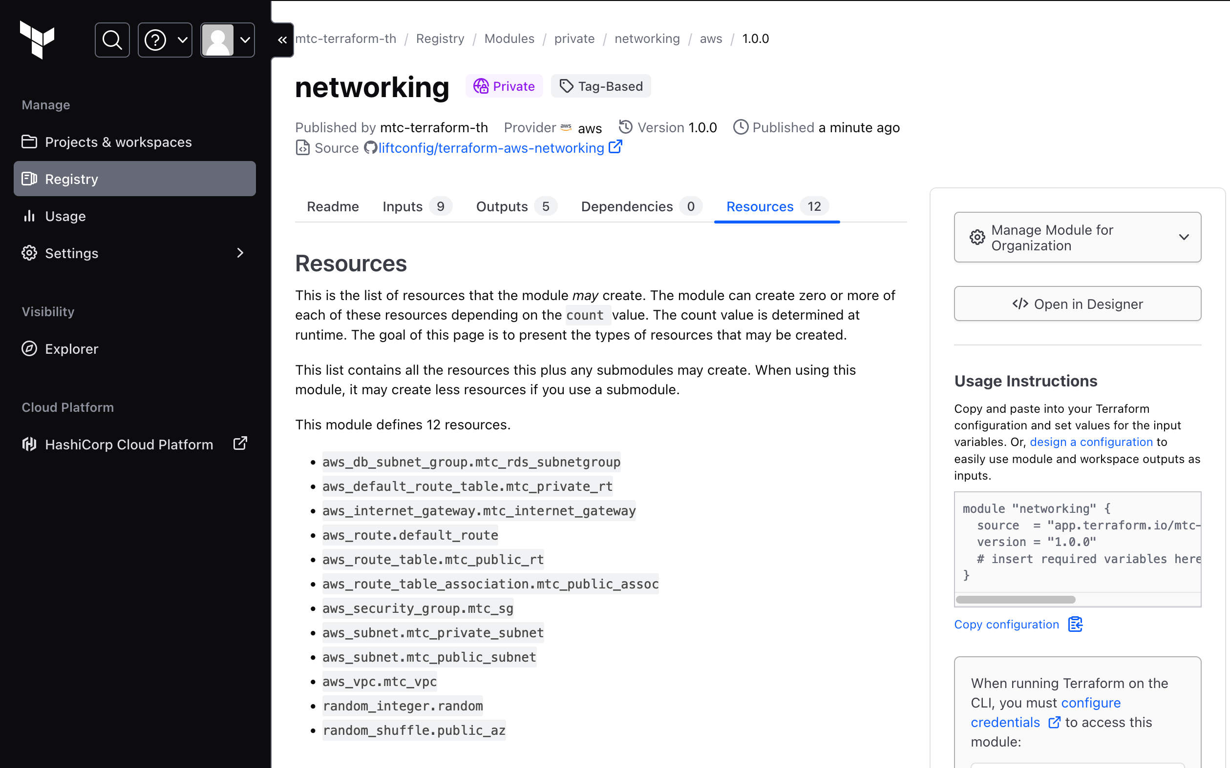 TFC Module resources